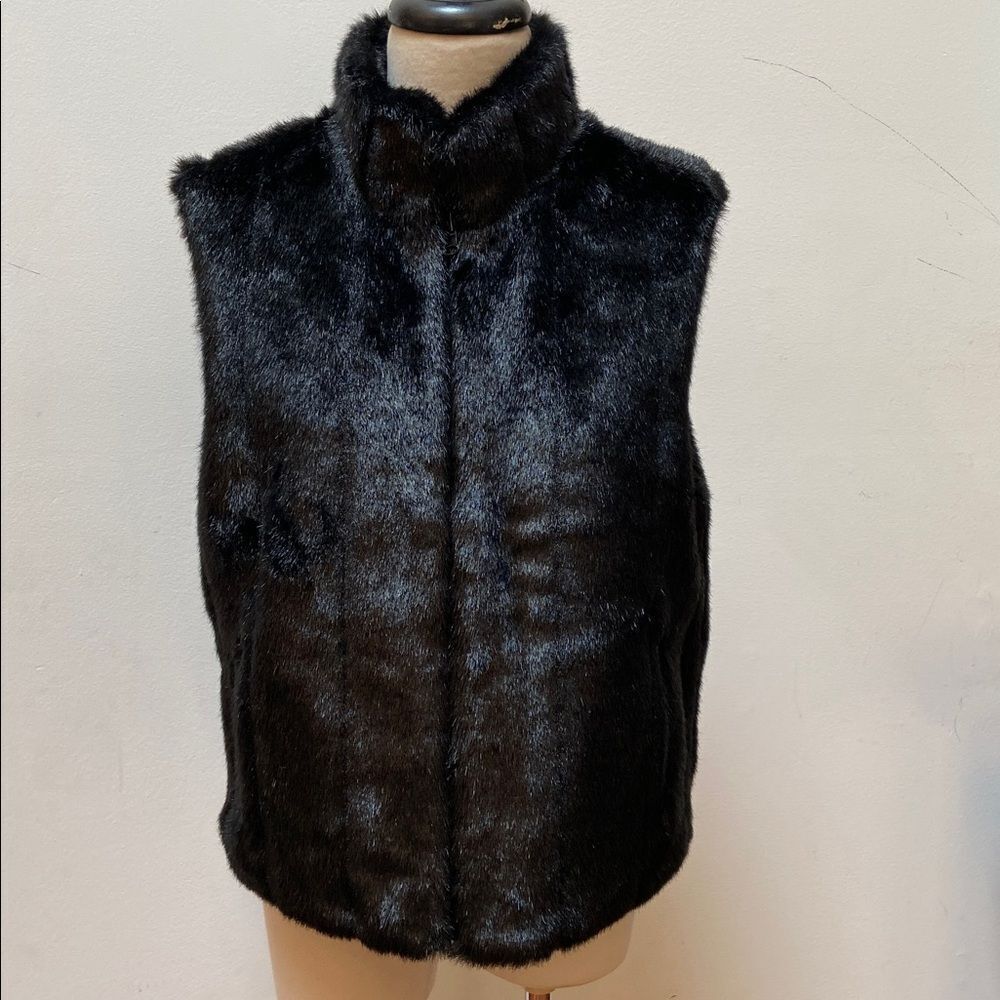 Giacca Black Faux Fur Vest Reversible